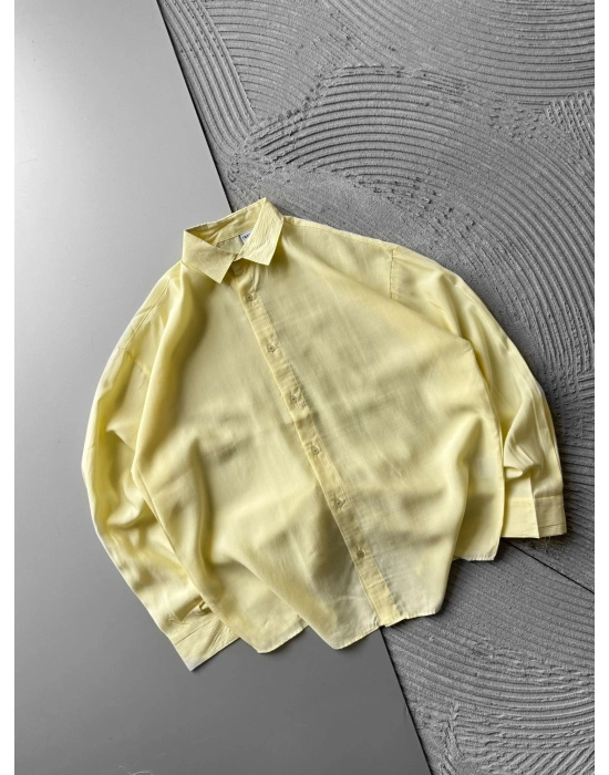 POLO YAKA MODAL KUMAŞ OVERSIZE GÖMLEK SARI