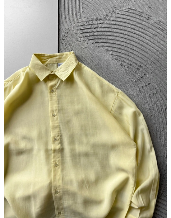 POLO YAKA MODAL KUMAŞ OVERSIZE GÖMLEK SARI