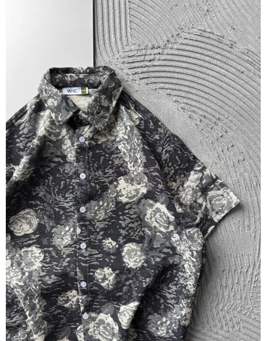 ETNIK DESEN OVERSIZE GÖMLEK SİYAH