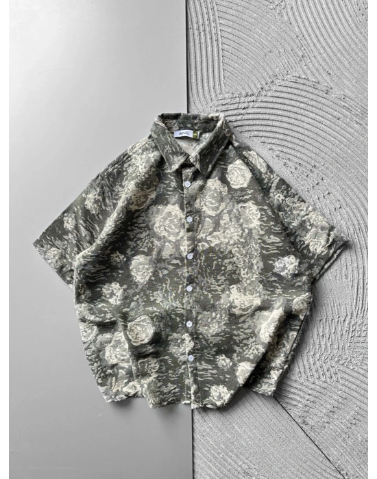 ETNIK DESEN OVERSIZE GÖMLEK YEŞİL