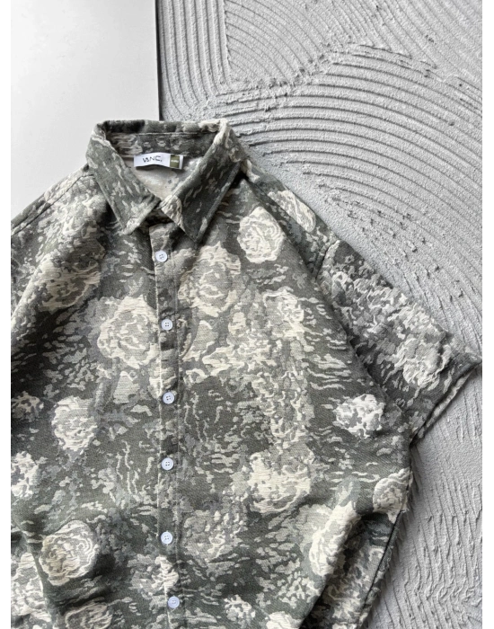 ETNIK DESEN OVERSIZE GÖMLEK YEŞİL