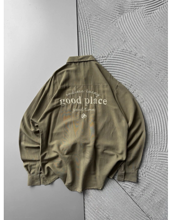 GOOD PLACE OVERSIZE GÖMLEK YEŞİL