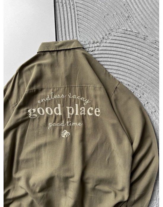 GOOD PLACE OVERSIZE GÖMLEK YEŞİL