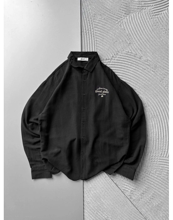 GOOD PLACE OVERSIZE GÖMLEK SİYAH