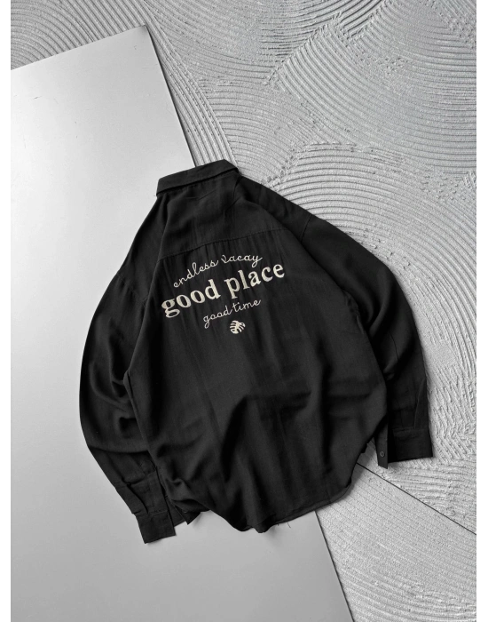 GOOD PLACE OVERSIZE GÖMLEK SİYAH