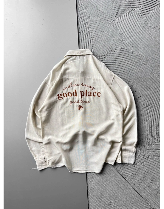 GOOD PLACE OVERSIZE GÖMLEK KREM