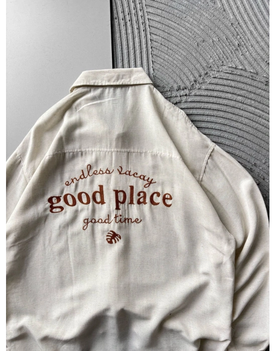 GOOD PLACE OVERSIZE GÖMLEK KREM