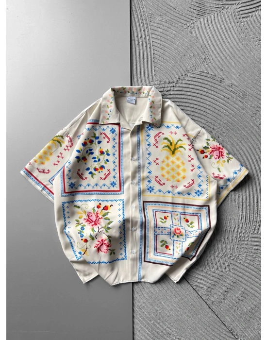 ETNIK DESENLI OVERSIZE GÖMLEK