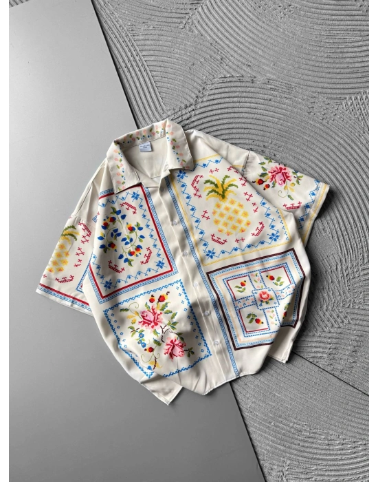 ETNIK DESENLI OVERSIZE GÖMLEK