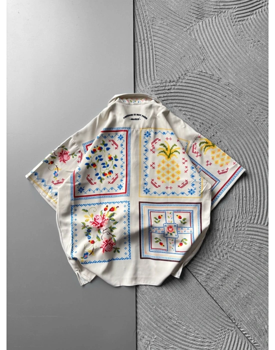 ETNIK DESENLI OVERSIZE GÖMLEK