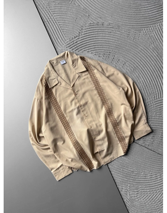 HASIR SERIT OVERSIZE GÖMLEK KREM