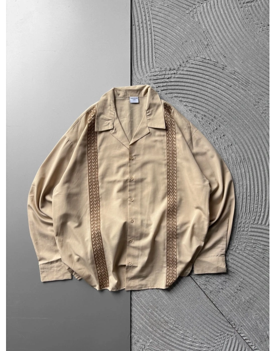 HASIR SERIT OVERSIZE GÖMLEK KREM