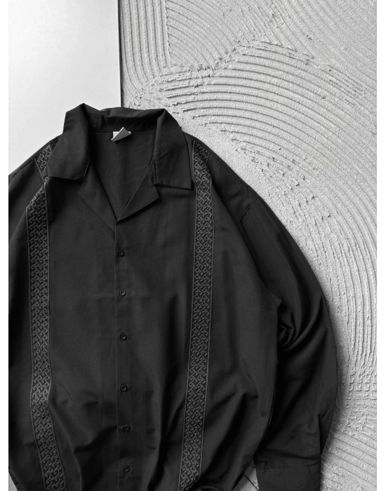 HASIR SERIT OVERSIZE GÖMLEK SİYAH