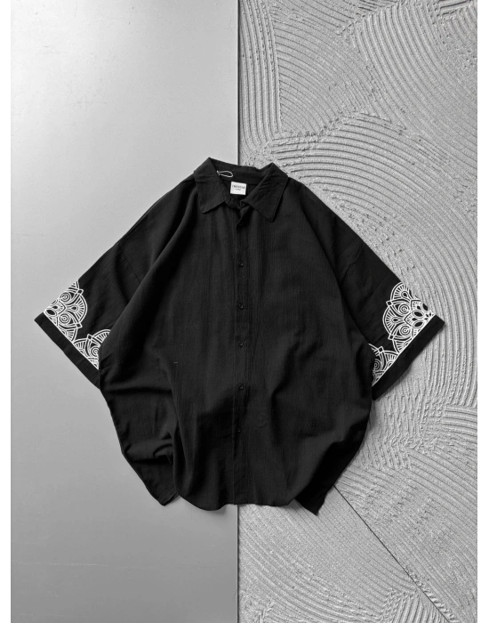 FUL İŞELEME FREEDOM OVERSIZE GÖMLEK SİYAH