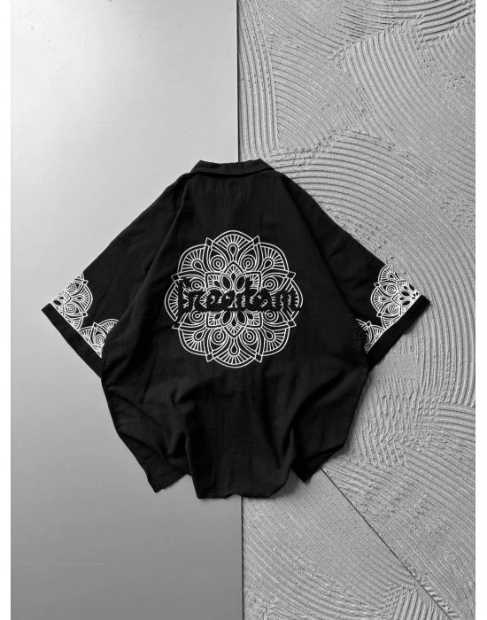 FUL İŞELEME FREEDOM OVERSIZE GÖMLEK SİYAH