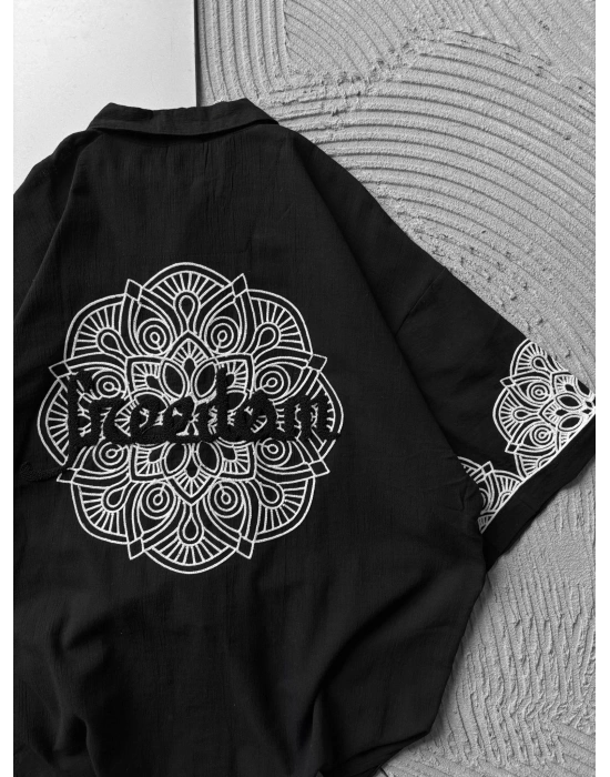 FUL İŞELEME FREEDOM OVERSIZE GÖMLEK SİYAH