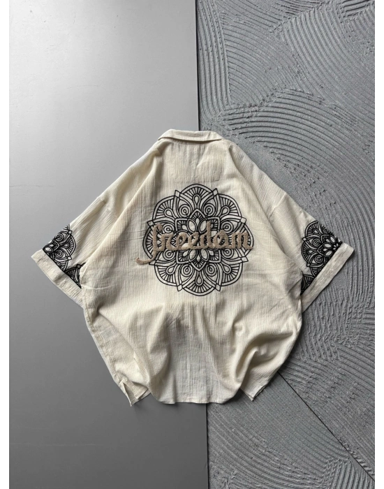 FUL İŞELEME FREEDOM OVERSIZE GÖMLEK KREM