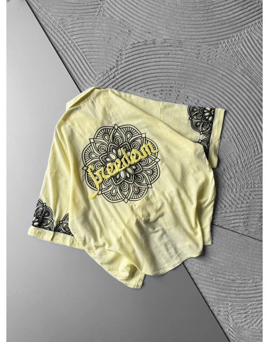 FUL İŞELEME FREEDOM OVERSIZE GÖMLEK SARI