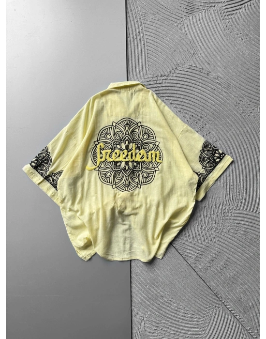 FUL İŞELEME FREEDOM OVERSIZE GÖMLEK SARI