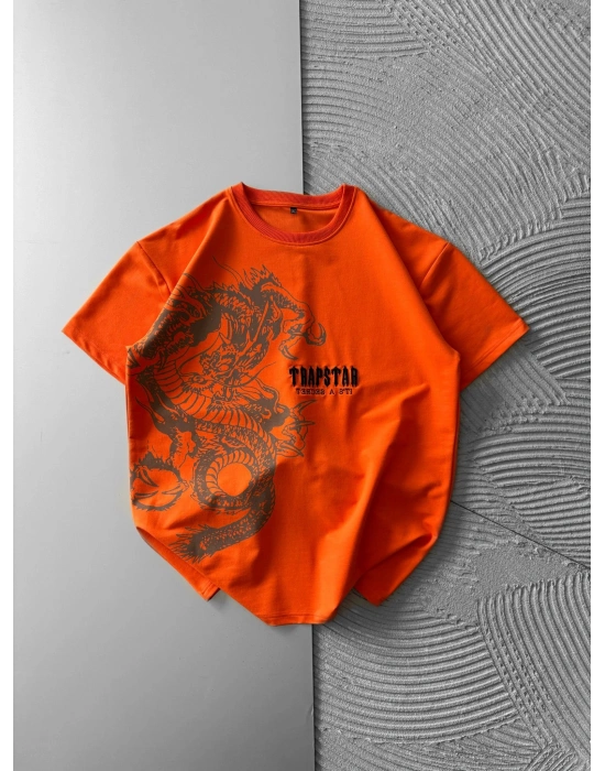 BİSİKLET YAKA EJDER TRAPSTAR NAKIŞ TSHİRT TURUNCU