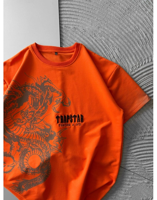 BİSİKLET YAKA EJDER TRAPSTAR NAKIŞ TSHİRT TURUNCU