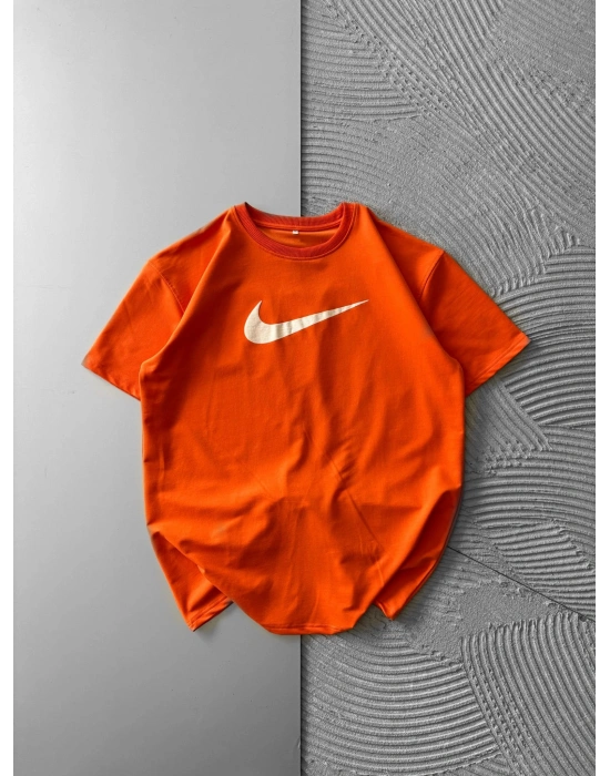 BİSİKLET YAKA KABARTMA AİR OVERSİZE TSHİRT TURUNCU