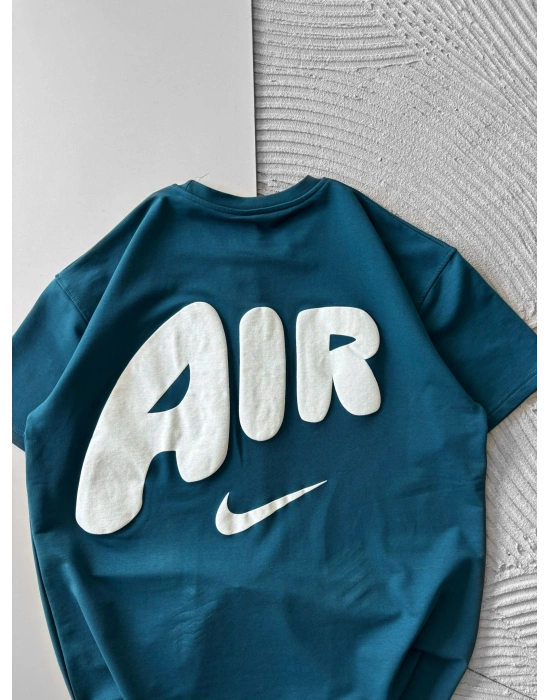 BİSİKLET YAKA KABARTMA AİR OVERSİZE TSHİRT SU YEŞİLİ