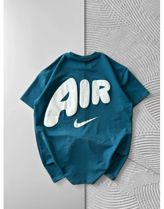 BİSİKLET YAKA KABARTMA AİR OVERSİZE TSHİRT SU YEŞİLİ