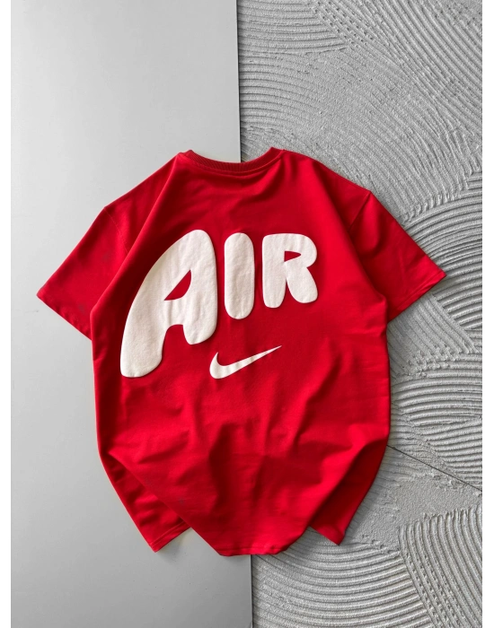 BİSİKLET YAKA KABARTMA AİR OVERSİZE TSHİRT KIRMIZI