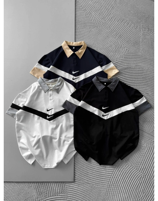 POLO YAKA CİFT NK NAKIŞ OVERSİZE TSHİRT LACİ