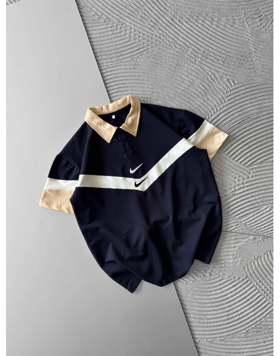 POLO YAKA CİFT NK NAKIŞ OVERSİZE TSHİRT LACİ