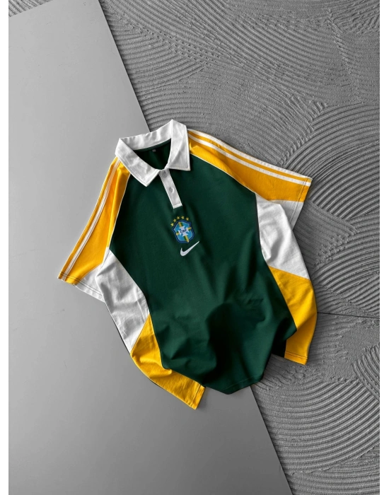 POLO YAKA PARCALİ KOL SERİT BRASİL OVERSİZE TSHİRT