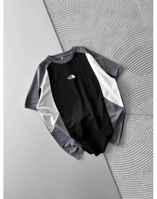 BİSİKLET YAKA PARCALİ NF HS OVERSİZE TSHİRT GRİ