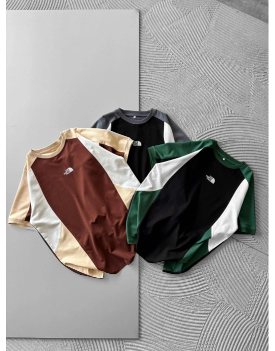 BİSİKLET YAKA PARCALİ NF HS OVERSİZE TSHİRT GRİ