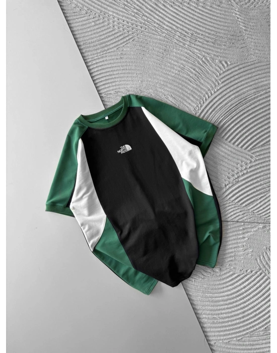 BİSİKLET YAKA PARCALİ NF HS OVERSİZE TSHİRT YEŞİL