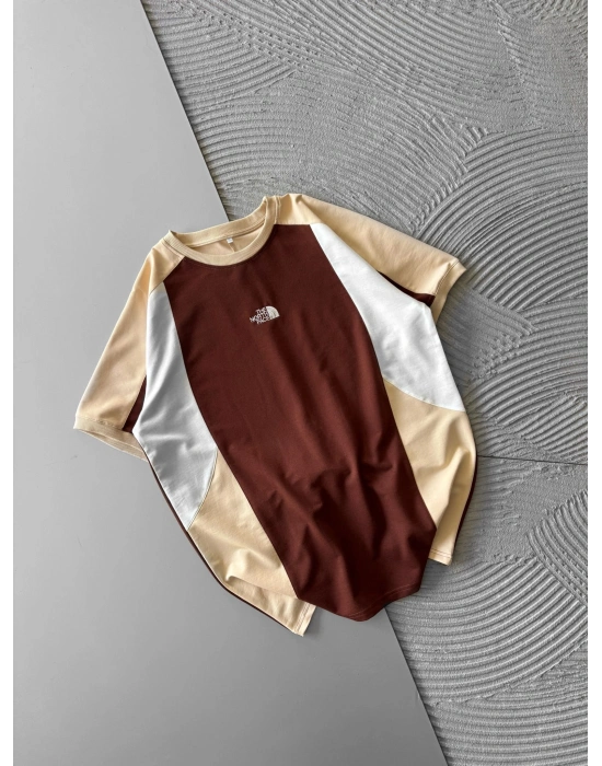 BİSİKLET YAKA PARCALİ NF HS OVERSİZE TSHİRT KAHVE