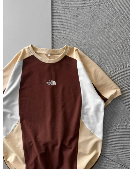 BİSİKLET YAKA PARCALİ NF HS OVERSİZE TSHİRT KAHVE