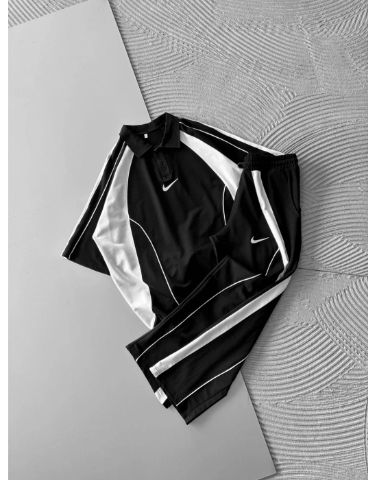 POLO YAKA BİYELİ NK HS OVERSİZE EŞOFMAN TAKIMI SİYAH