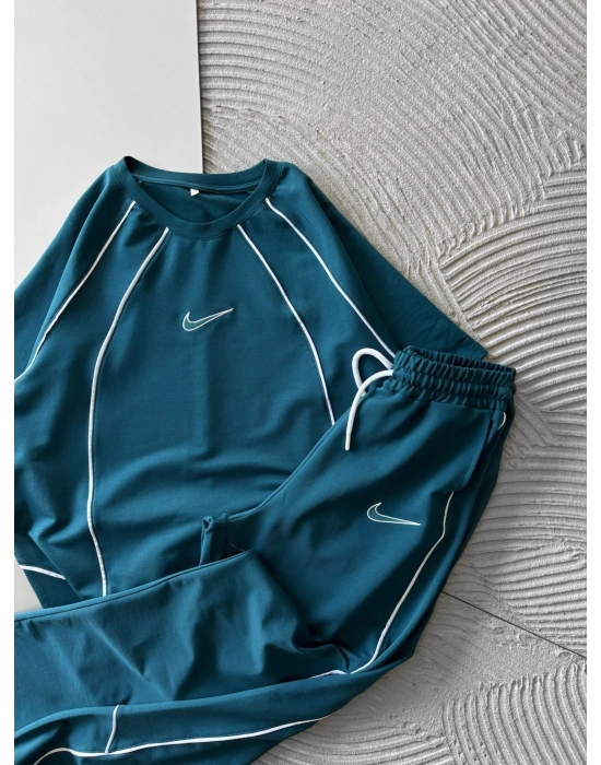 BİSİKLET YAKA FUL BİYELİ NK HS OVERSİZE EŞOFMAN TAKIMI SU YEŞİLİ