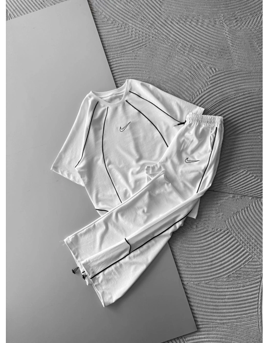 BİSİKLET YAKA FUL BİYELİ NK HS OVERSİZE EŞOFMAN TAKIMI BEYAZ