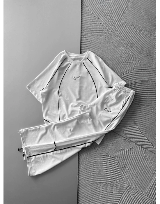 BİSİKLET YAKA FUL BİYELİ NK HS OVERSİZE EŞOFMAN TAKIMI BEYAZ