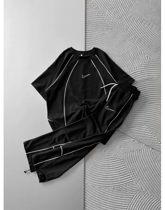 BİSİKLET YAKA FUL BİYELİ NK HS OVERSİZE EŞOFMAN TAKIMI SİYAH