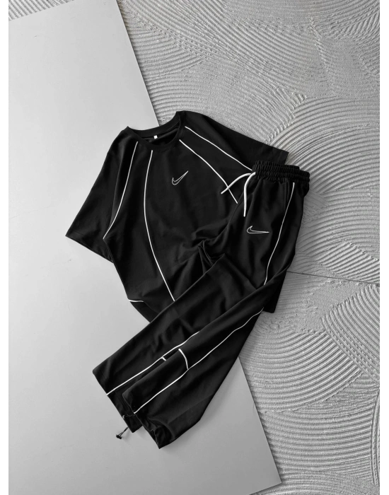 BİSİKLET YAKA FUL BİYELİ NK HS OVERSİZE EŞOFMAN TAKIMI SİYAH