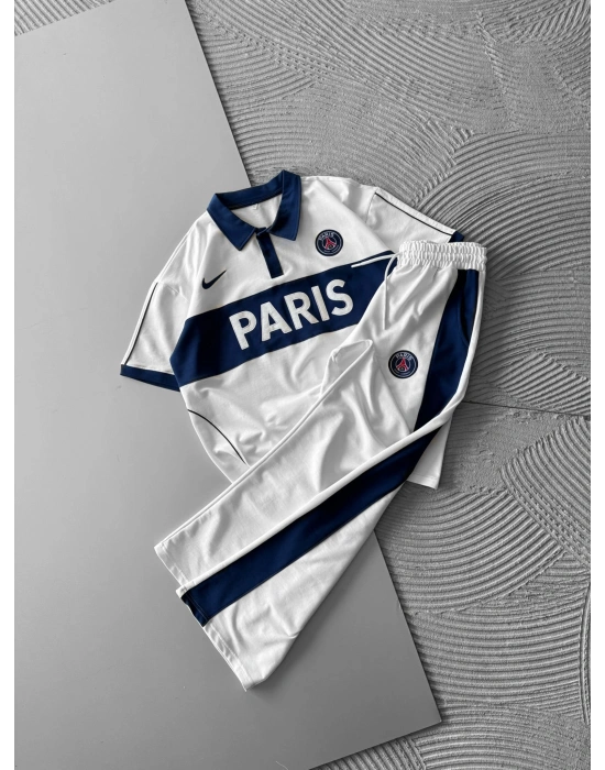 POLO YAKA PARİS HS OVERSİZE EŞOFMAN TAKIMI BEYAZ