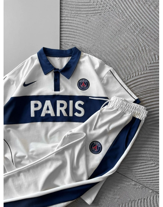 POLO YAKA PARİS HS OVERSİZE EŞOFMAN TAKIMI BEYAZ