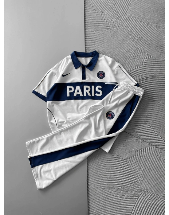 POLO YAKA PARİS HS OVERSİZE EŞOFMAN TAKIMI BEYAZ