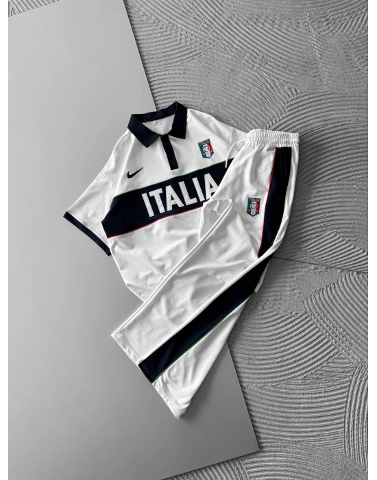 POLO YAKA İTALİA HS OVERSİZE EŞOFMAN TAKIMI  BEYAZ