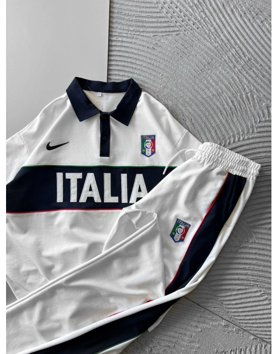 POLO YAKA İTALİA HS OVERSİZE EŞOFMAN TAKIMI  BEYAZ