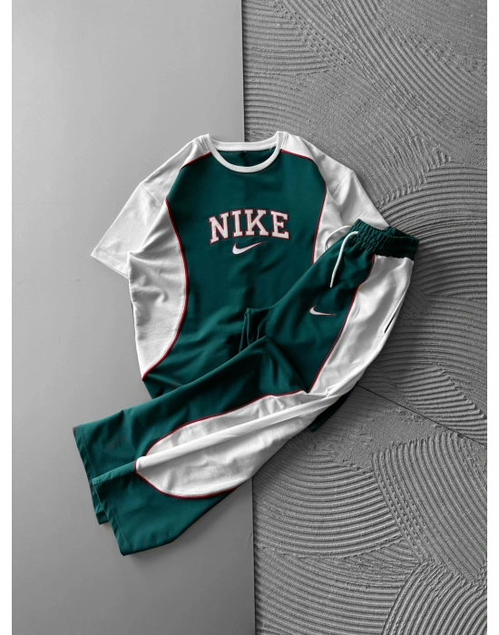 BİSİKLET YAKA BİYELİ PARÇALİ NK HS OVERSİZE EŞOFMAN TAKIMI YEŞİL