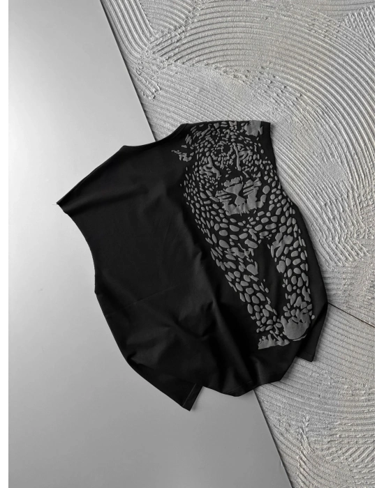 KABARTMA SIRT LEOPAR BASKI ATLET SİYAH